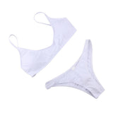 Maxbell Women Detachable Padded Push Up Bikini Set Two Piece Swimsuit White L