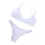 Maxbell Women Detachable Padded Push Up Bikini Set Two Piece Swimsuit White L