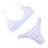 Maxbell Women Detachable Padded Push Up Bikini Set Two Piece Swimsuit White L