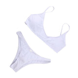 Maxbell Women Detachable Padded Push Up Bikini Set Two Piece Swimsuit White XL