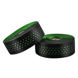 Maxbell 2Pcs Bicycle Handlebar Tape PU Leather Fishing Rod Wrap End Plugs Green