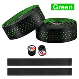 Maxbell 2Pcs Bicycle Handlebar Tape PU Leather Fishing Rod Wrap End Plugs Green