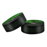 Maxbell 2Pcs Bicycle Handlebar Tape PU Leather Fishing Rod Wrap End Plugs Green