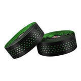 Maxbell 2Pcs Bicycle Handlebar Tape PU Leather Fishing Rod Wrap End Plugs Green