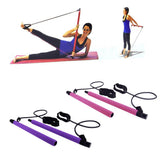 Maxbell Portable Pilates Bar  Adjustable Exercise Stick Resistance Band Tube Pink