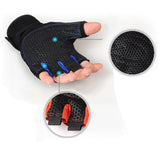 Maxbell Cycling Fingerless Gloves Half Finger Sports Gloves Black+Light Blue  XL