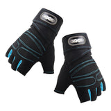 Maxbell Cycling Fingerless Gloves Half Finger Sports Gloves Black+Light Blue  XL