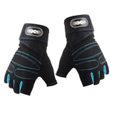 Maxbell Cycling Fingerless Gloves Half Finger Sports Gloves Black+Light Blue  XL