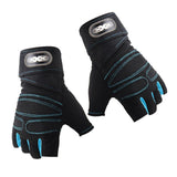 Maxbell Cycling Fingerless Gloves Half Finger Sports Gloves Black+Light Blue  XL