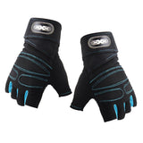 Maxbell Cycling Fingerless Gloves Half Finger Sports Gloves Black+Light Blue  XL