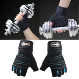 Maxbell Cycling Fingerless Gloves Half Finger Sports Gloves Black+Light Blue  XL