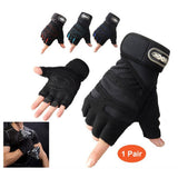 Maxbell Cycling Fingerless Gloves Half Finger Sports Gloves Black+Light Blue  XL