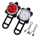Maxbell USB Rechargeable Bike Lights Set Head Tail Light Lamp Front+Tail Light