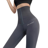 Yoga Pants Fitness Workout Tummy Control Leggings W/ Waist Trimmer Gray S