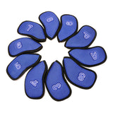 Maxbell 10Pcs/Pack Meshy Golf Iron Covers Set Headcover Fit Most Irons  blue