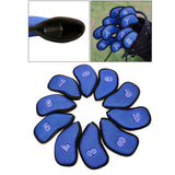 Maxbell 10Pcs/Pack Meshy Golf Iron Covers Set Headcover Fit Most Irons  blue