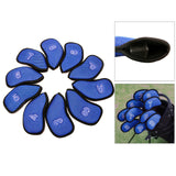 Maxbell 10Pcs/Pack Meshy Golf Iron Covers Set Headcover Fit Most Irons  blue