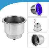 Maxbell Stainless Steel Cup Bottle LED Drink Holder DC12V Light Truck Yacht Blue