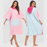 Surf Poncho Change Robe Hooded Wetsuit Towel with Pocket Swimming Pink