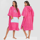 Surf Poncho Change Robe Hooded Wetsuit Towel with Pocket Swimming Rose Red