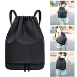 Waterproof Drawstring Sport Gym Backpack Shoulder Bag Sack Black drawstring