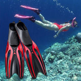 Maxbell Adult Diving Fin Full Foot Flippers Water Sports Beginner Swim Snorkeling Red Black S
