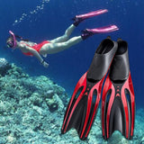 Maxbell Adult Diving Fin Full Foot Flippers Water Sports Beginner Swim Snorkeling Red Black L
