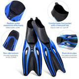 Maxbell Adult Diving Fin Full Foot Flippers Water Sports Beginner Swim Snorkeling Blue Black S