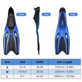 Maxbell Adult Diving Fin Full Foot Flippers Water Sports Beginner Swim Snorkeling Blue Black M