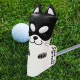 Maxbell Golf Putter Headcover Dog Pattern Club Head Cover Non-Slip Protector Black