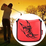 Maxbell Universal Golf Mallet Putter Cover Square Headcover Magnetic Closure Guard Butterfly Red