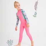 Maxbell One-piece Long Sleeve Girls Wetsuit Diving Suit Warm Snorkeling Surfing Pink XXL