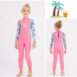 Maxbell One-piece Long Sleeve Girls Wetsuit Diving Suit Warm Snorkeling Surfing Pink XXL