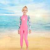 Maxbell One-piece Long Sleeve Girls Wetsuit Diving Suit Warm Snorkeling Surfing Pink XXL