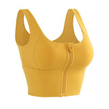 Maxbell Womens Front Zip Sport Bra Comfy Padded Shapewear Stretch Crop Top Vest L Yellow