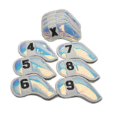 Maxbell 10Pcs Club Head Covers with Number Embroidery Golf Iron Headcover White