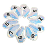 Maxbell 10Pcs Club Head Covers with Number Embroidery Golf Iron Headcover White