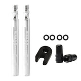 Maxbell Presta Value Extender Values Extension with Core & Adaptor 2pcs Silver 60mm