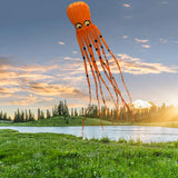 Maxbell 8M Frameless Flying Octopu Kite with 30m String Long Tail for Kids Orange