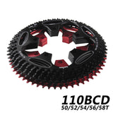 Maxbell 110BCD Bike Narrow Wide Chainring 50-60T for Sprocket Crankset Black 50T