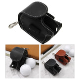 Maxbell Portable Golf Ball Bag with Hook Leather Golf Accessories Waterproof Mini Black