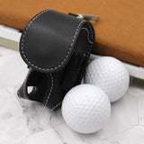 Maxbell Portable Golf Ball Bag with Hook Leather Golf Accessories Waterproof Mini Black