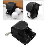 Maxbell Portable Golf Ball Bag with Hook Leather Golf Accessories Waterproof Mini Black