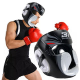 Maxbell Boxing Head Guard Muaythai Martial Removable Synthetic Karate for Training Black L