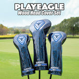 Maxbell 3x PU Golf Wood Headcovers Set Head Covers Velvet Lining with Number Tag Blue