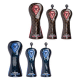 Maxbell 3x PU Golf Wood Headcovers Set Head Covers Velvet Lining with Number Tag Blue