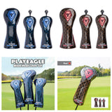 Maxbell 3x PU Golf Wood Headcovers Set Head Covers Velvet Lining with Number Tag Blue