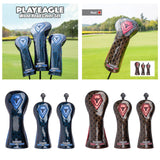 Maxbell 3x PU Golf Wood Headcovers Set Head Covers Velvet Lining with Number Tag Blue