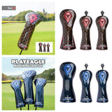 Maxbell 3x PU Golf Wood Headcovers Set Head Covers Velvet Lining with Number Tag Blue