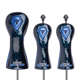 Maxbell 3x PU Golf Wood Headcovers Set Head Covers Velvet Lining with Number Tag Blue